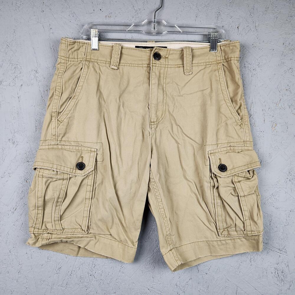 American Eagle Shorts Mens 31 Khaki Cargo Multi Pocket Casual Summer Preppy Logo